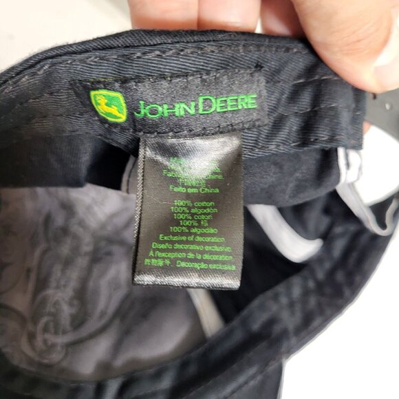 JOHN DEERE Hat Snapback Baseball Vintage Farm Cap Retro Dad Trucker Black - Picture 9 of 9